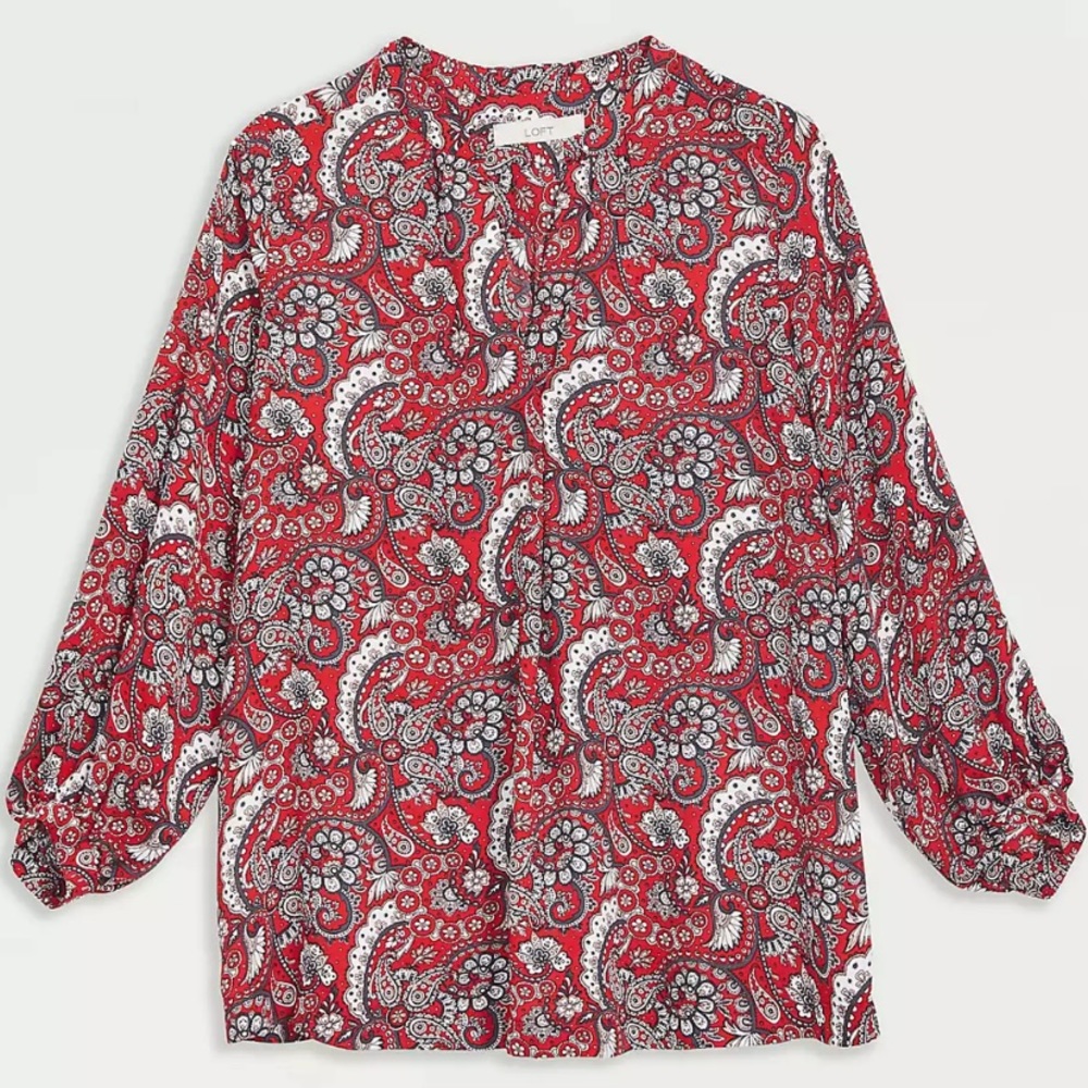 Loft Maternity Paisley Split Neck Blouse